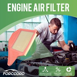 Forccord 1Pcs HEPA Cabin Air Filter and 1Pcs Engine Air Filter Fit for 11-16 Chrysler Town & Country, 11-20 Dodge Grand Caravan, 12-15 Ram C/V, 11-14 Volkswagen Routan Replacement CF10743 CA11050