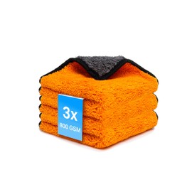 Kemes Mikrofasertücher Auto 3 Stück 800 GSM | 7-Fach Saugstark Poliertuch Handtuch Autopflege und Haushalt | Microfaser Trockentuch weich Polieren - 30 x 30 cm (3PCS)