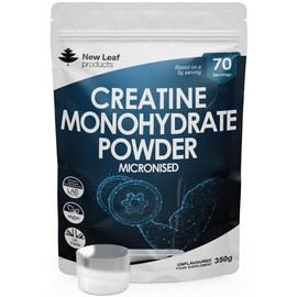 Creatine Monohydrate Powder 100% Pure Micronized Creatine - 350g Increased Absorption & Mixing, Creatine Powder for Physical Performance + Scoop Pre Post Workout Gym Supplements UK Made by New Leaf