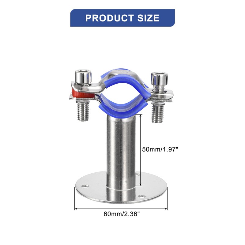 sourcing map Pack of 2 Stainless Steel Pipe Supports Wall