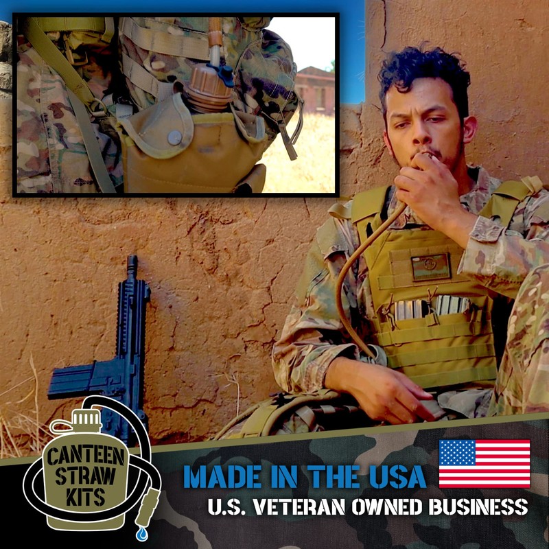 Hydration Tube Covers Canteen Straw Kit (OD Green with Canteen)