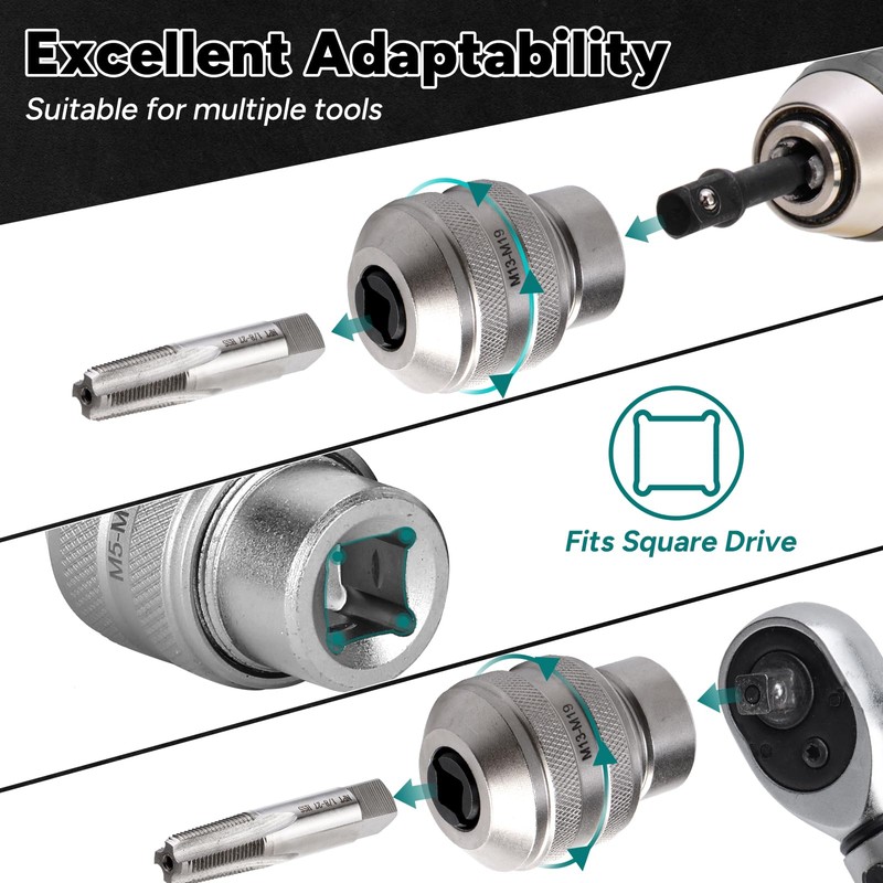 Bestwork Adjustable Tap Sockets, 6pcs Tap Socket Set, 1/4", 3/8",
