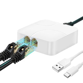 RJ45 Ethernet Splitter 1 to 2, 1000Mbps Gigabit Network Splitter Adapter Extension Connector, 2 Devices Share The Internet at The Same Time, Suitable Super Cat5 6 7
