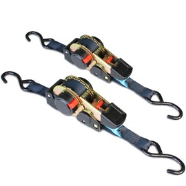 ANLULOAD Retractable Ratchet Strap(1 in x 11.5 ft),Ratchet Tie Down Strap for Motorcycles, Boats,Atvs,Utvs.W.L.L:700 Lbs/B.S:2,100 Lbs-(2 Pack)