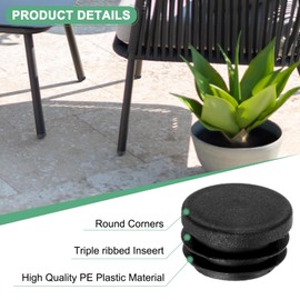 M METERXITY 50 Pack Round Plastic Plug, OD 30mm Furniture Tube Inserts Pipe Hole End Caps for Tubing Post/Glide Insert for Pipe Post/Table Chair Leg/Metal Tubing/Fence [Black]