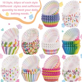 A1DIEE Muffin Cases Paper Muffins Baking Cases - Pack of 600 Mini Muffin Cases Paper Cupcake Cases Liners Wrapper Baking Dessert Cupcake Cases for Birthday Party Wedding (Rainbow)