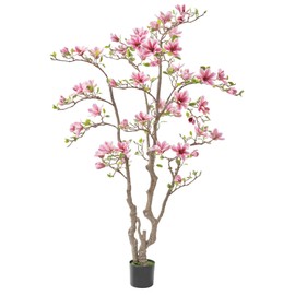 Fuxdre Artificial Magnolia Tree, 6.8FT Tall Fake Indoor Tree, Artificial Flower Tree is Realistic Real Touch Leaves and Flowers Perfect for Home Decor, Living Room, Wedding, and Hotel Decor (Pink)