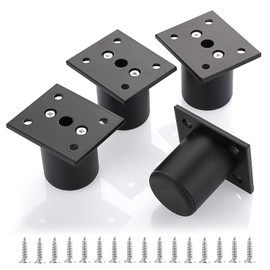 BTSKY 4Pcs 2 Inch Adjustable Replacement Furniture Legs Feets, Aluminum Alloy Cabinet Legs Extenders Heavy Duty Furniture Risers Lifters for Table Sofa Chair Desk,Black