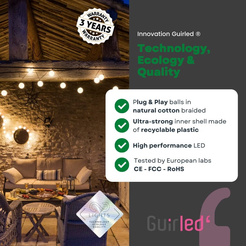 GuirLED - Outdoor garland with light balls LED guinguette -