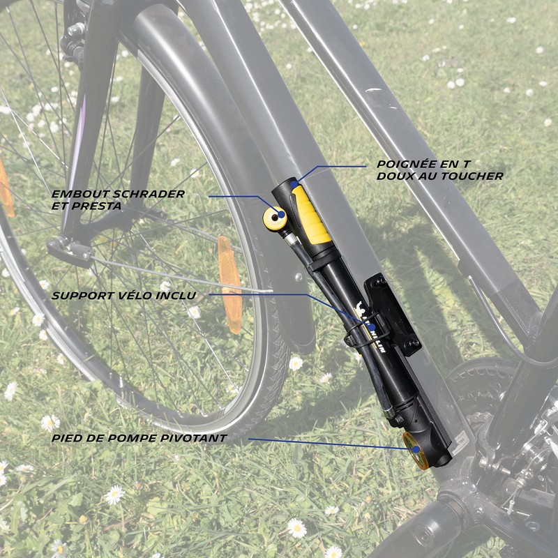 MICHELIN Mini Aluminium Foot Pump, Blue, Pression maximale accessible :