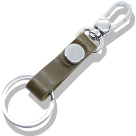 Libra Men's Key Chain, Genuine Leather, Simple, Small, 2 Types, 08-Italian leather (green)