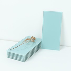 CASAPALACE Peel and Stick Backsplash Glass Subway Tile, 3" x 6" Light Blue Glass Backsplash for Kitchen Bathroom (40-Piece)