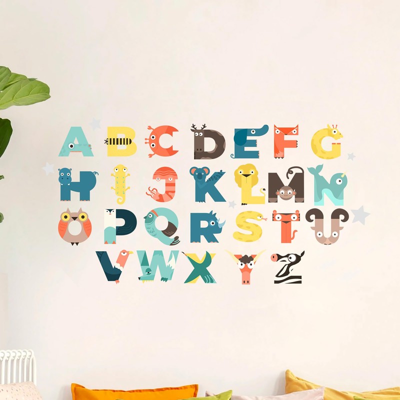 Kids Alphabet Wall Decals – Removable Die-Cut Letters with Animals