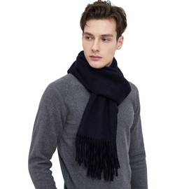 Novawo - Bufanda de lana para hombre, cálida, suave, unisex,, marino, Talla única