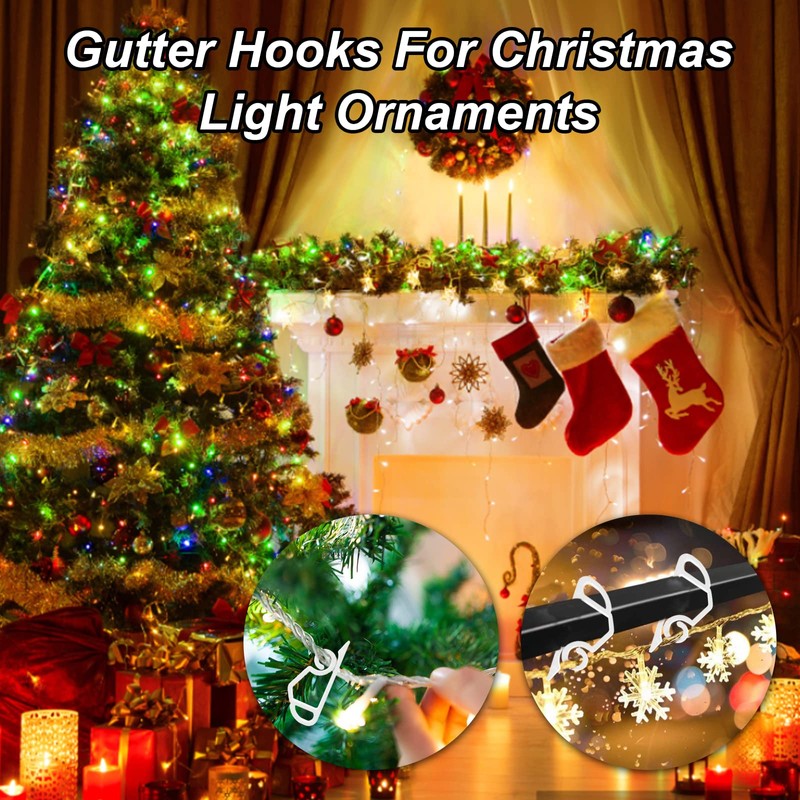 Scettar 120 PCS Gutter Hanging Hooks, Christmas Lights Gutter Clips