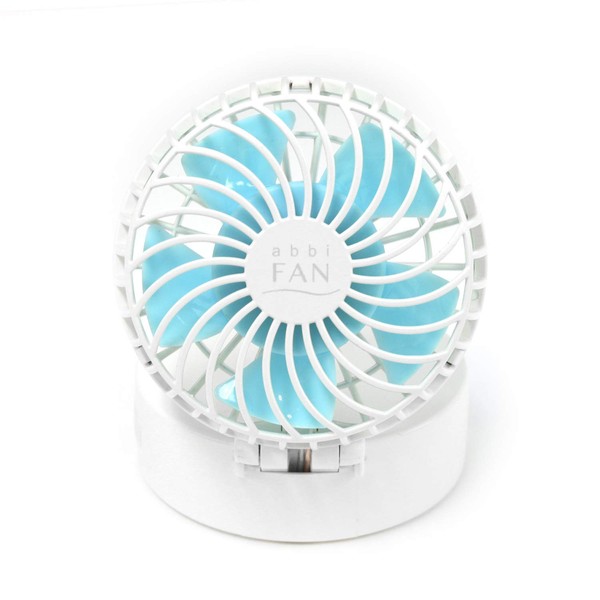 Abbi Fan Mirror AB18640 Hands-Free Portable Fan with Mirror, White, Compact, Portable Fan, Mirror, Foldable, USB Rechargeable, Neck Strap, Mirror Included, 3 Levels Adjustable, Japanese Authorized Dealer