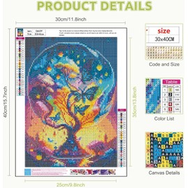 LWZAYS Tree Diamond Painting Kits for Adults, Butterfly Diamond Art Kits for Beginners, 5D Fancy Diamond Paintings Dots with Full Drill Diamonds for Home Wall Decor 12x16 Inch