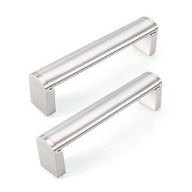 FULGENTE Pack of 10 Furniture Handles, Satin Nickel, 3-3/4 Inch, 96 mm, Handles for Kitchen Cabinets, Cabinet Handles, Stainless Steel Drawer Handles, Chrome Door Handles, Kitchen Cupboard, Wardrobe