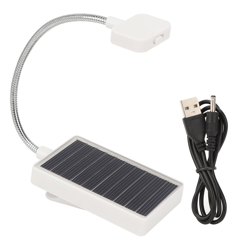 Flexible Arm Solar USB 3LED Clip On Lamp for Bedroom