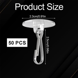 QEDBOJE 50 Stück Selbstklebende Deckenhaken, Haken Decke ohne Bohren, Klebehaken Decke mit Fahnenmast-Clips für Schlafzimmer, Badezimmer, Küche, Schlafzimmer Wand, Karneval (Transparent)