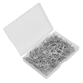 CHICIRIS 500 Uds. Alfileres en T de Acero Inoxidable 27mm 1,06 Pulgadas, Alfileres en T para Peluca, Agujas en Forma de T con Caja de Plástico para Costura, Modelado, Acero Niquelado