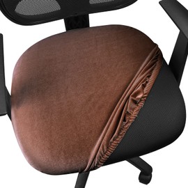 Yikko Velvet Chair Seat Cusion Covers for 14.96-18.89 Inch Office Computer Chair Covers, with Straps Washable Slipcovers Protector, Home, Dining Room Bar Wedding Party Decor (Brown, 2)
