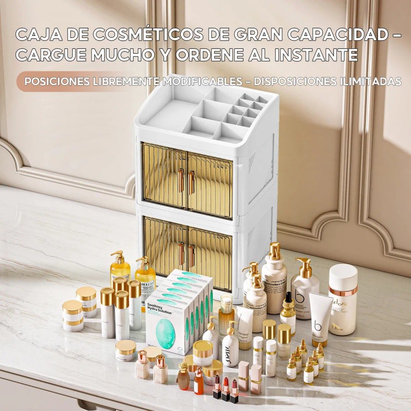 Caja Almacenamiento Cosméticos Multinivel Con Compartimentos Blanco
