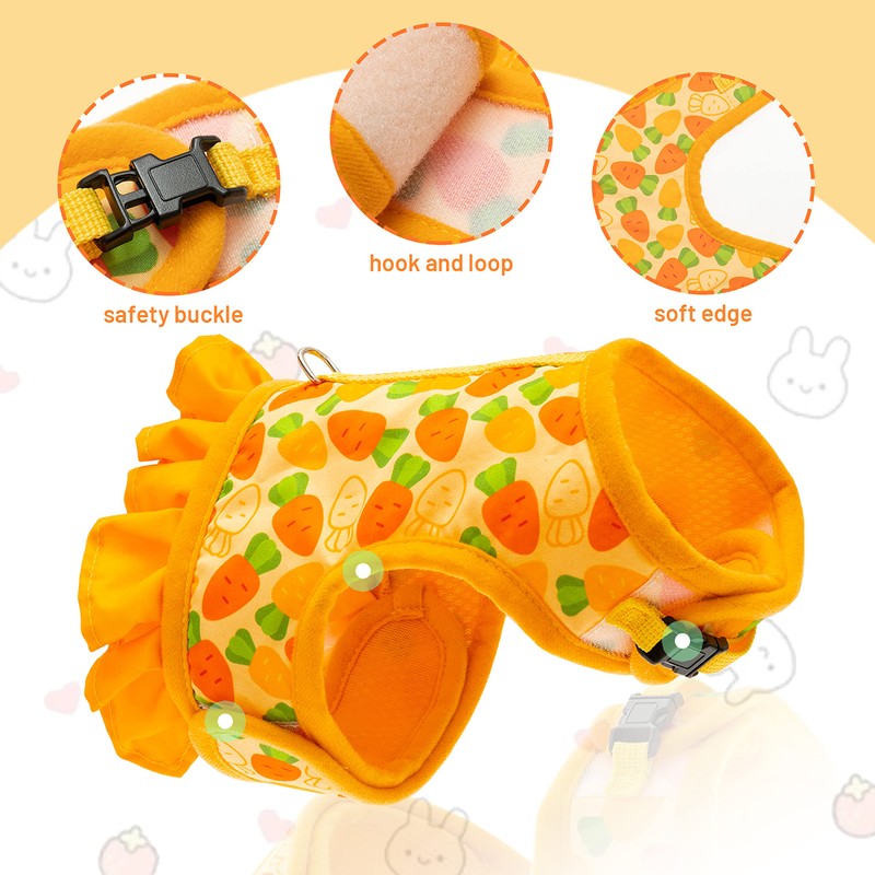 ALUZAEMO Bunny Harness and Leash Set, Escape Proof Carrot Mesh