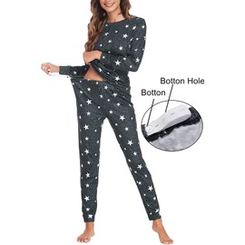 Ekouaer Maternity Clothes for Winter Nursing Pajamas for Women Breastfeeding Soft Sleepwear Loungewear, Strar Dark Gray, L