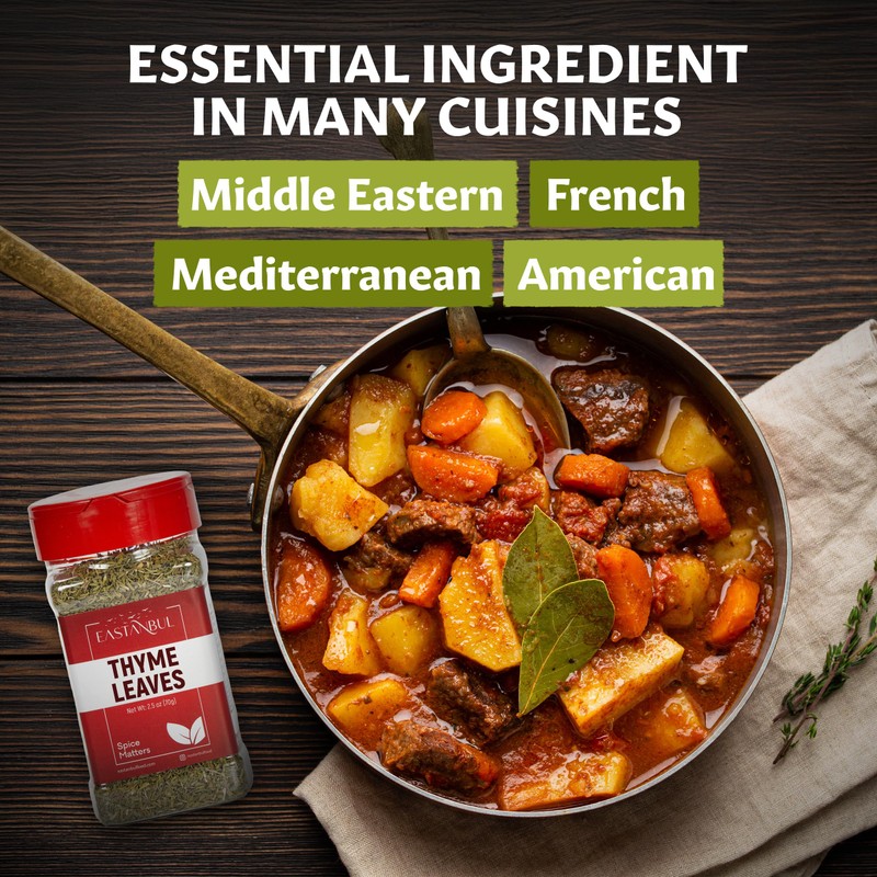 Eastanbul Thyme Leaves, 2.5oz, Dried Thyme Herb, Dried Mediterranean Herb,