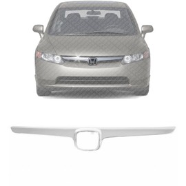 US AUTO PARTS PLUS New Front Grille Bright Chrome Shell and Insert without Emblem For 2006-2008 Honda Civic Direct Replacement 71122SNAA00