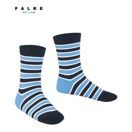 FALKE Unisex Children's Simple Stripes Socks Breathable Sustainable Cotton Reinforced Striped Durable Durable Skin Friendly Non-Slip 1 Pair, Blue Navy 6120