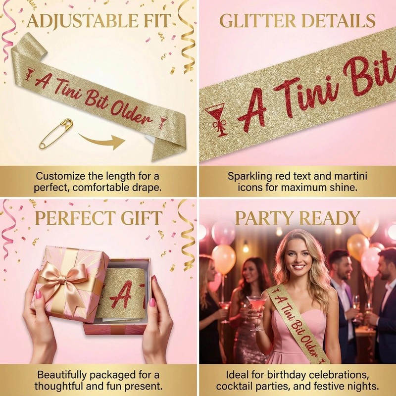 VEAGINS 1 Piece Birthday Sash For Women, A Tini Bit