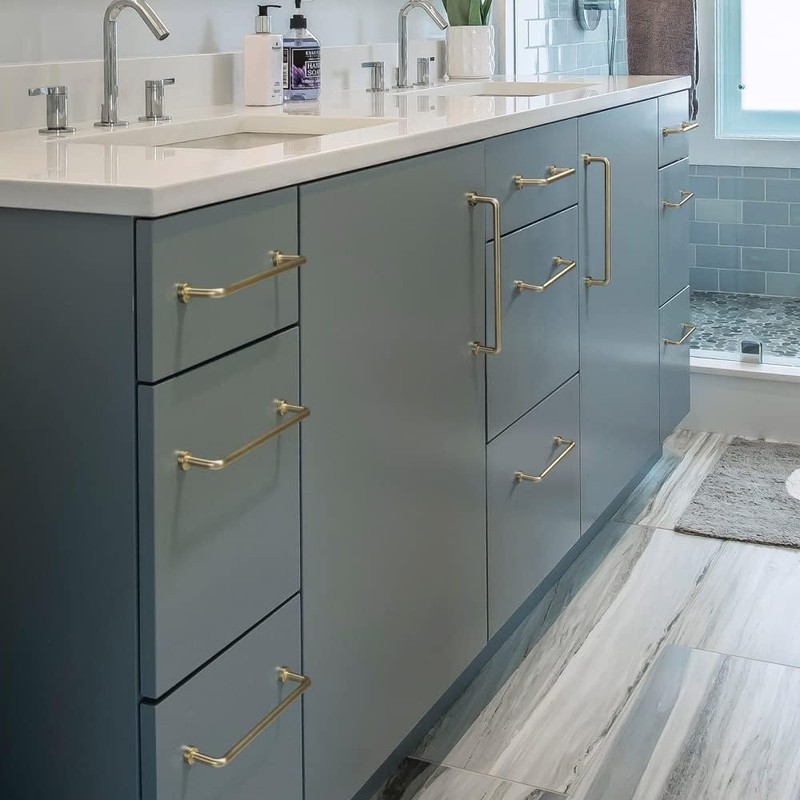 SYZOW Brushed Brass Drawer Pulls, 6 Pack, 192mm, Kitchen Cabinet