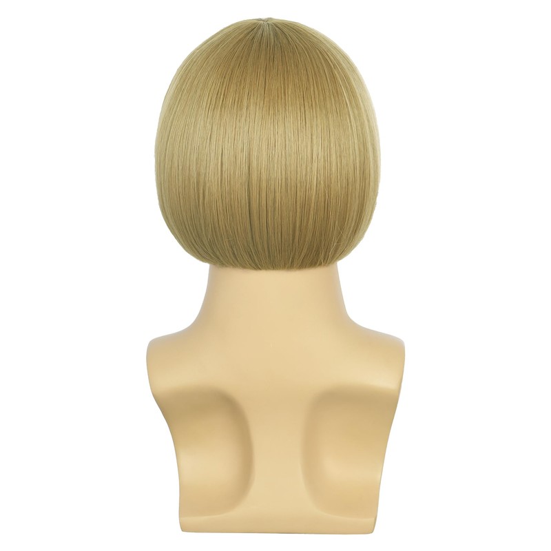 Men Short Straight Blonde Wig Bowl Cut Funny Mushroom Wig
