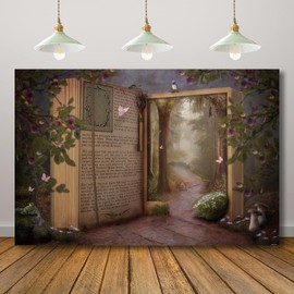 Rcoaror Fairy Tale Books Photography Background Fantasy Wonderland Enchanted Forest Backdrop for Photoshoot Magic Book Newborn Kids Baby Shower Adults Portrait Elf Photo Booth Banner 71X47inch
