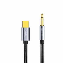 biaze USB C to 3.5mm Audio Aux Jack Cable – USB‑C to Aux Adapter with Built‑in DAC, 48 kHz/16‑Bit High‑Res Sound – Plug & Play for Headphones, Speakers, Car Audio, 1 m