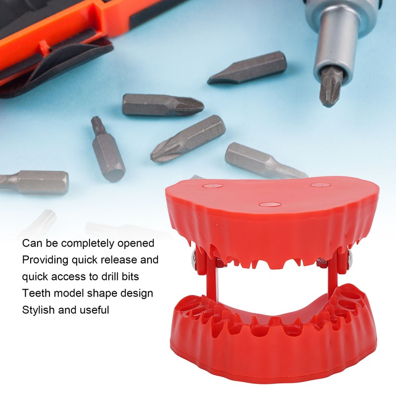 Denture Drill Bit Holder Teeth Model Shaped Full Opening Screwdriver