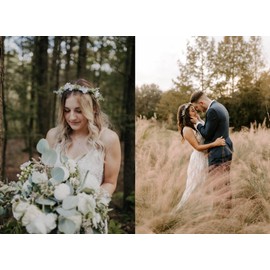 Merroyal Girls Flower Crown Floral Headpiece Floral Crown Wedding Festivals Photo Props (Green Leaf and White)