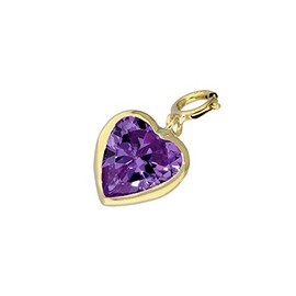 jewellerybox 9ct Gold & Amethyst CZ Heart Clip on Charm