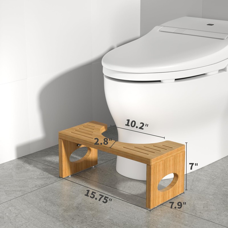 ROMGUAR CRAFT 7 Inch Bamboo Toilet Stool, Foldable Poop Stool,