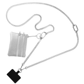 Phone Strap Crossbody with Pouch, Clip and Go Phone Lanyard with Wallet Hands-Free Cell Phone Neck Strap Purse Holder for Outdoor Sport Exercise Shopping Daily Activity(Silver)