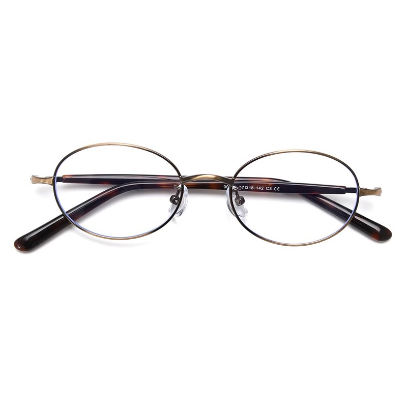 LIGOES Small Oval Glasses Frame Metal Glasses for Office Lady