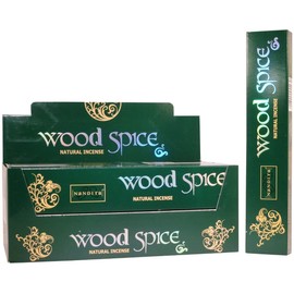 Wood Spice Incense Sticks Agarbathi - 15g Boxes x 12p ack insence insense insienso - Fine Quality Incense Sticks for Purification, Relaxation, Positivity, Yoga, Meditation (Wood Spice)