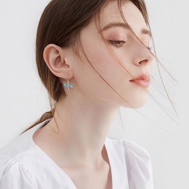 Animal Dangle Drop Earrings for Women Animal Earrings 925 Sterling Silver Jewelry Gifts for Girls Mom Daughter, Sterling Silver, Abalone