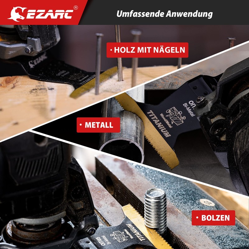 EZARC 3-Piece Multitool Saw Blades Titanium Extended Oscillating Saw Blades