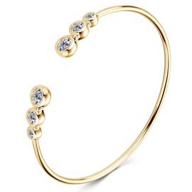 PROSTORY Moissanite Cuff Bangle, 1.8cttw D Color Lab Created Diamond Bracelet fit 7" Below Wrist, 18K Gold Plated Sterling Silver Bangle for Women or Girlfriend Birthday Gifts (Gold)
