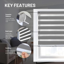 CHICOLOGY Zebra Blinds , Roller Window Shades , Blinds for Windows , Roller Shades for Windows , Window Shades for Home , Window Shades , Pull Down Shades for Windows , 45"W X 72"H , Basic Slate