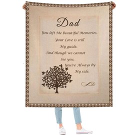 AUIVTY Memorial Gifts for Loss of Father Mother Sympathy Blanket Bereavement Gifts for Loss of Dad Mom Rememberance Condolences Gift (50"x60", Letter Print-Loss of Dad)