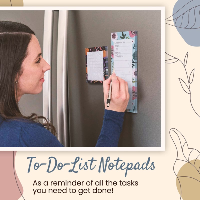 Magnetic Notepads for Refrigerator, 4-Pack Grocery List Magnet Pad for
